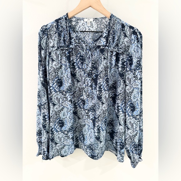 Joie Parisian Paisley Peasant Blouse Blue Size Medium - Picture 4 of 6